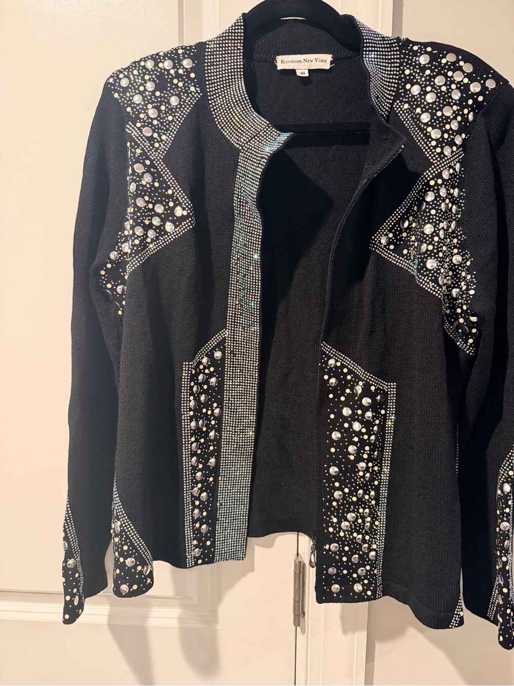 Black Embellished Open-Front Cardigan